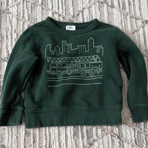 GAP Dark Green Kids Sweatshirt with City Fire Truck Design